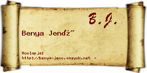 Benya Jenő névjegykártya